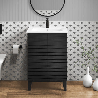 Swiss Madison, Cascade 24" Bathroom Vanity in Black