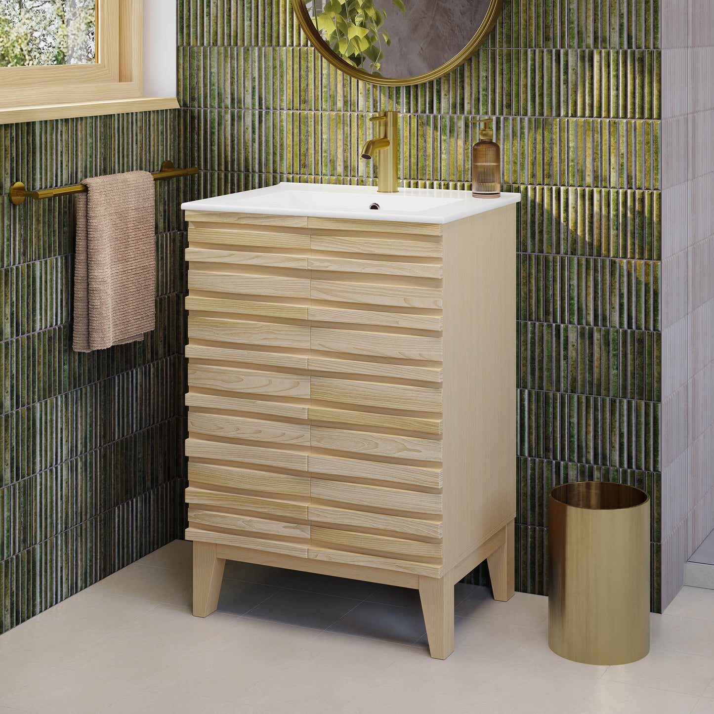 Swiss Madison, Cascade 24" Bathroom Vanity in Natural Oak