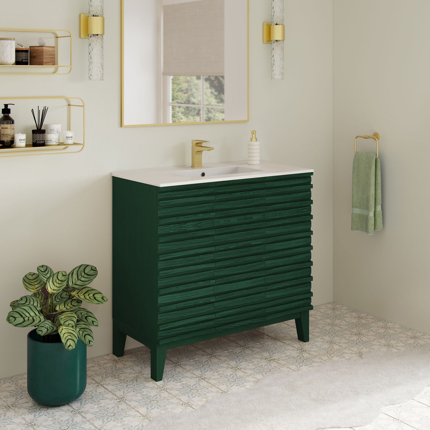 Swiss Madison Cascade 36-inch freestanding bathroom vanity in Green Oak — view 6
