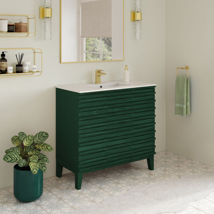 Swiss Madison Cascade 36-inch freestanding bathroom vanity in Green Oak — view 6