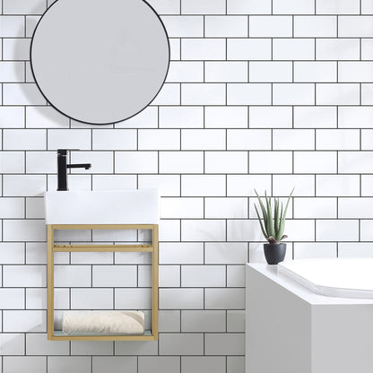 Swiss Madison, Pierre 19.5 Single, Open Shelf, Gold Metal Frame Bathroom Vanity