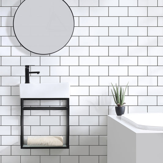 Swiss Madison, Pierre 19.5 Single, Metal Frame, Open Shelf, Bathroom Vanity