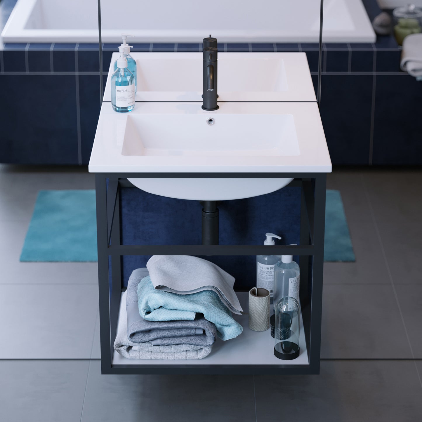Swiss Madison, Pierre 24 Single, Metal Frame, Open Shelf, Bathroom Vanity