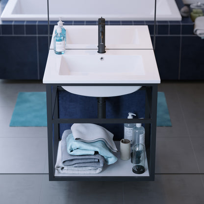 Swiss Madison, Pierre 24 Single, Metal Frame, Open Shelf, Bathroom Vanity