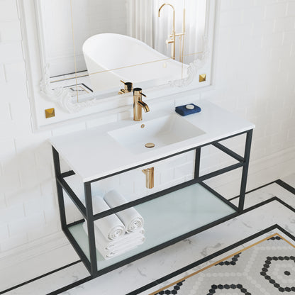 Swiss Madison, Pierre 36 Single, Metal Frame, Open Shelf, Bathroom Vanity