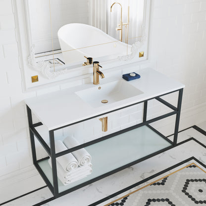 Swiss Madison, Pierre 48 Single, Metal Frame, Open Shelf, Bathroom Vanity