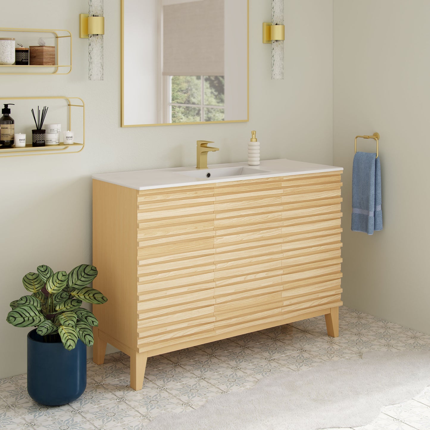 Swiss Madison, Cascade 48'' Bathroom Vanity in Natural Oak
