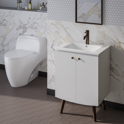 Swiss Madison, Manoir 24" Freestanding Bathroom Vanity in White with Sink Top
