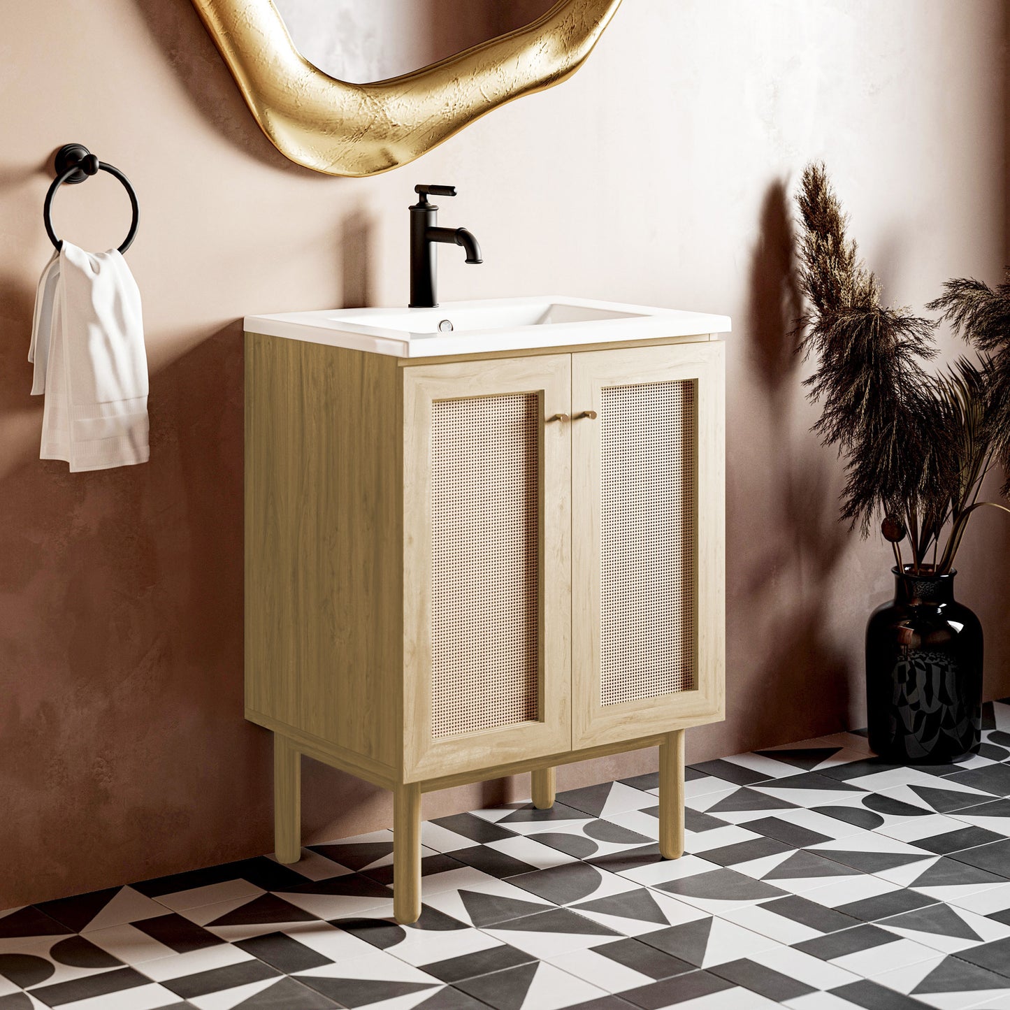 Swiss Madison, Classe 24" Freestanding Bathroom Vanity in Natural Oak with Sink Top
