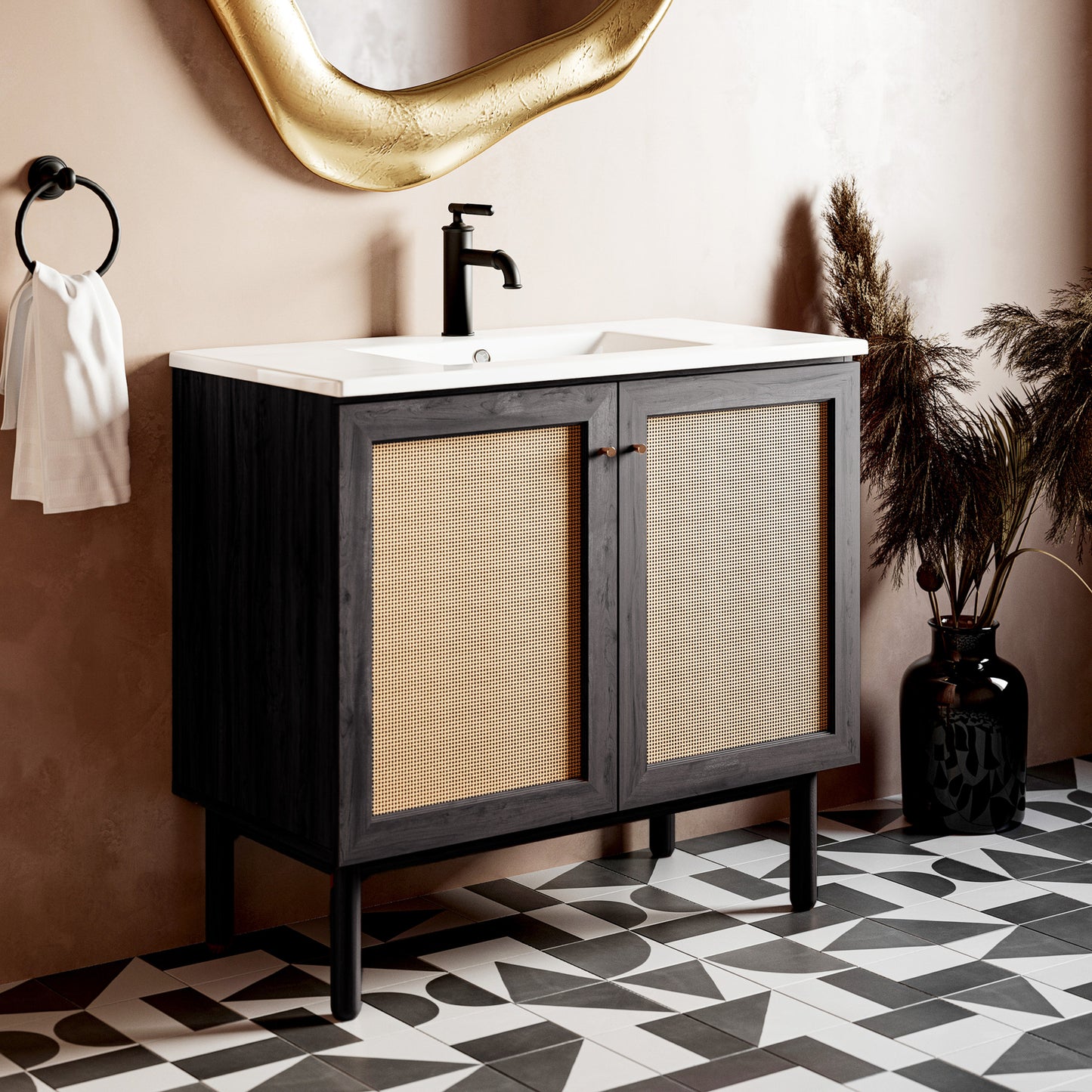 Swiss Madison, Classe 36" Freestanding Bathroom Vanity in Black Oak with Sink Top