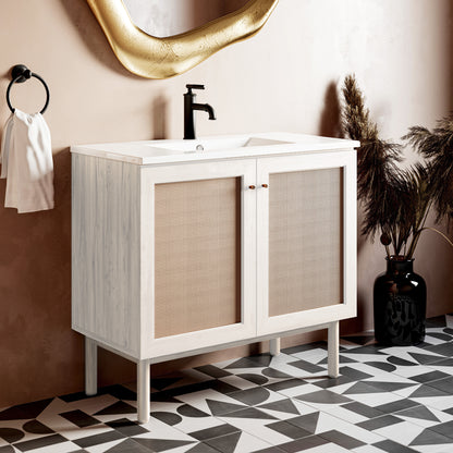 Swiss Madison, Classe 36" Freestanding Bathroom Vanity in White Oak with Sink Top