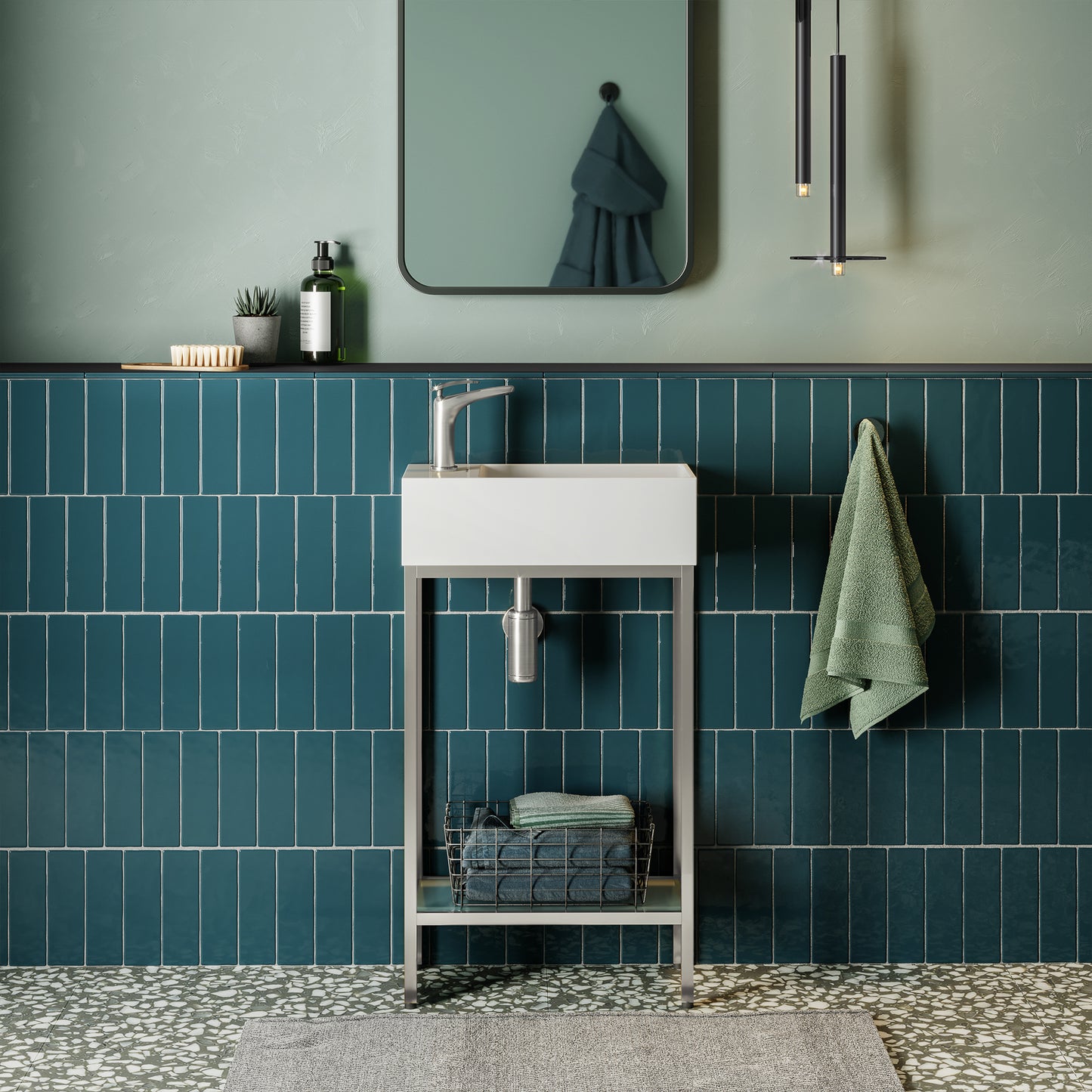 Swiss Madison, Pierre 19.5 Single, Freestanding, Open Shelf, Chrome Metal Frame Bathroom Vanity