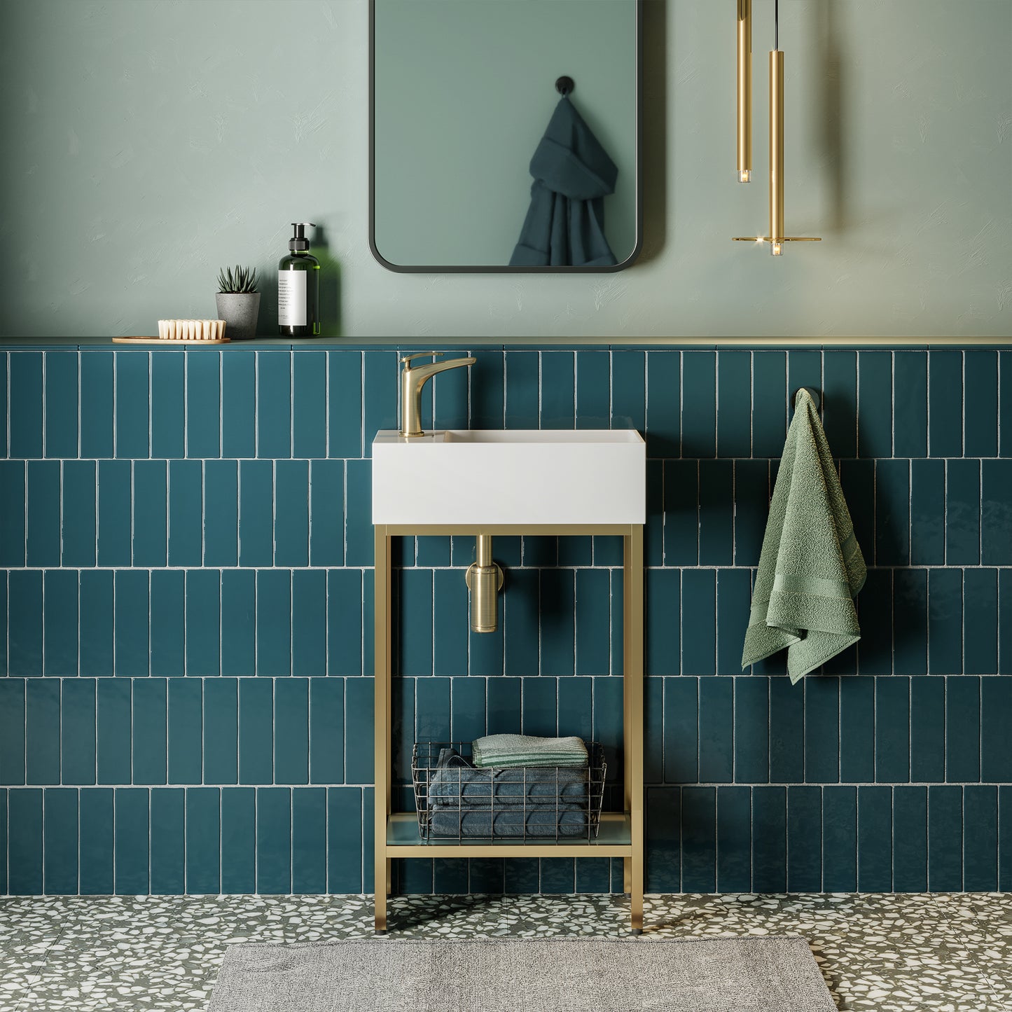 Swiss Madison, Pierre 19.5 Single, Freestanding, Open Shelf, Gold Metal Frame Bathroom Vanity