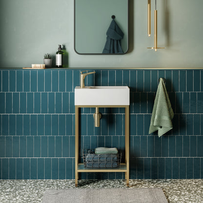 Swiss Madison, Pierre 19.5 Single, Freestanding, Open Shelf, Gold Metal Frame Bathroom Vanity
