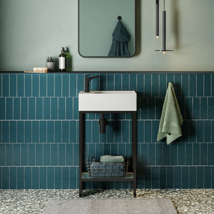 Swiss Madison, Pierre 19.5 Single, Freestanding, Open Shelf, Matte Black Frame Bathroom Vanity