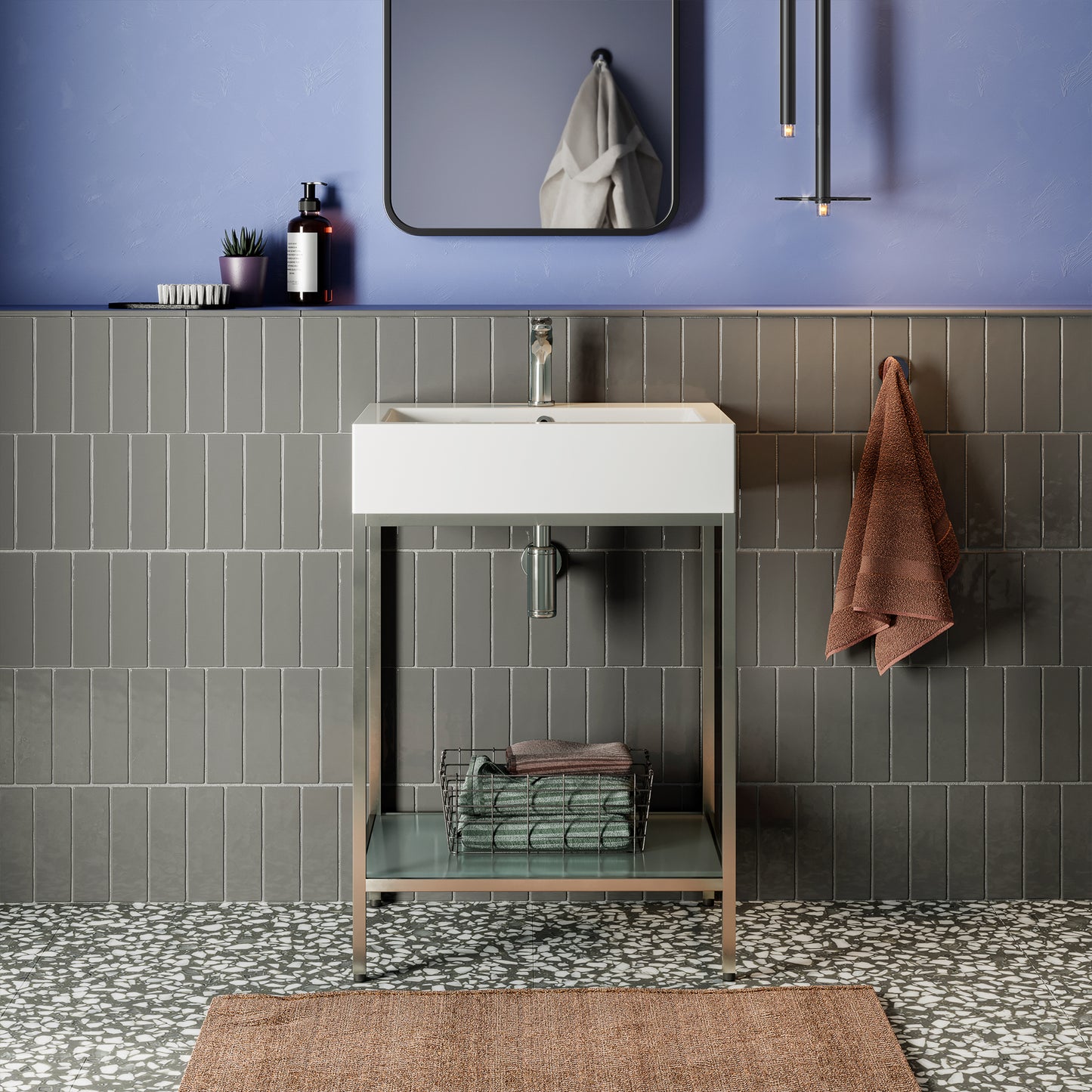 Swiss Madison, Pierre 24 Single, Freestanding, Open Shelf, Chrome Metal Frame Bathroom Vanity