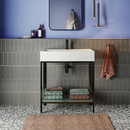 Swiss Madison, Pierre 32" Open Shelf Black Frame Freestanding Bathroom Vanity with Sink Top