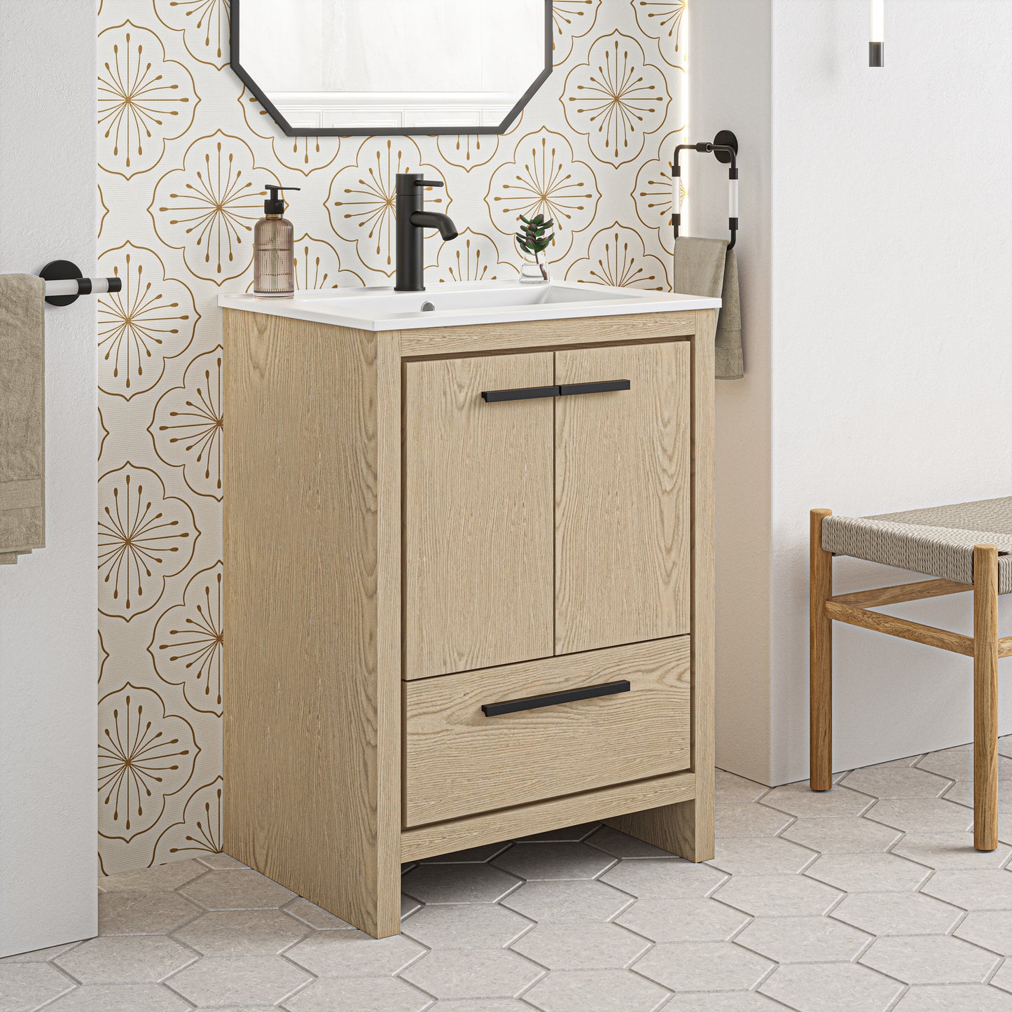 Swiss Madison, Virage 24 Freestanding, Bathroom Vanity in Natural Oak