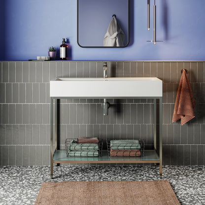 Swiss Madison, Pierre 40 Single, Freestanding, Open Shelf, Chrome Metal Frame Bathroom Vanity