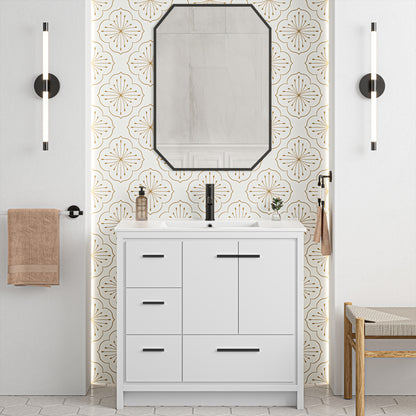 Swiss Madison, Virage 36 Freestanding, Bathroom Vanity in White