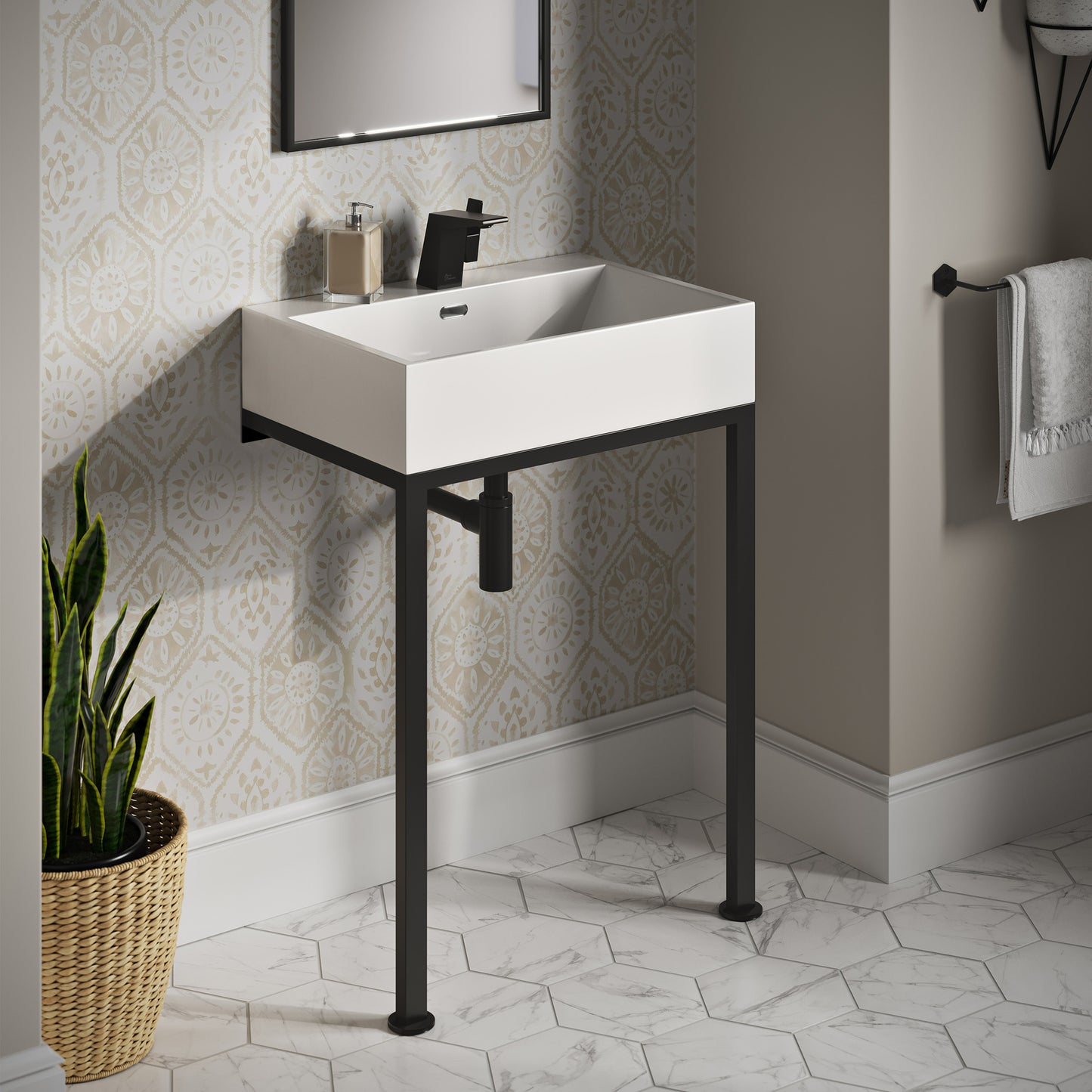 Swiss Madison, Concorde 24" Rectangle Console Sink with Matte Black Legs