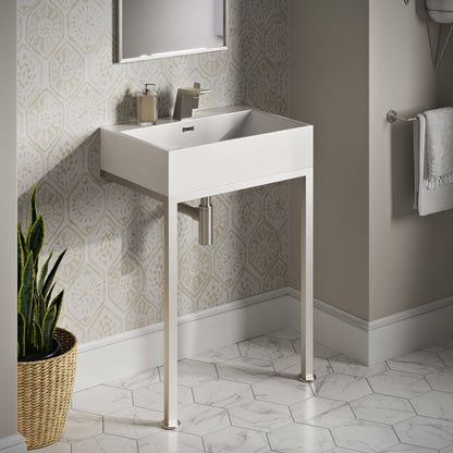 Swiss Madison, Concorde 24" Rectangle Console Sink with Matte Silver Legs