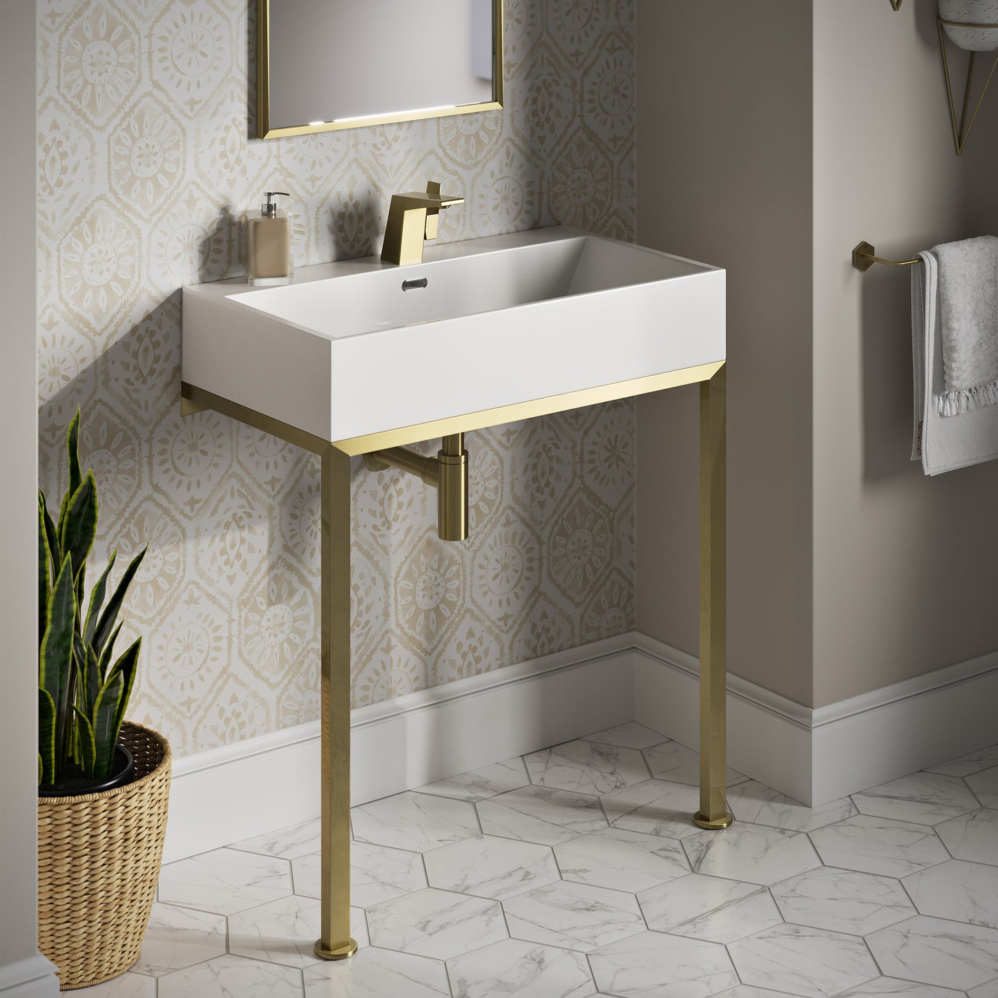 Swiss Madison, Concorde 30" Rectangle Console Sink with Brushed Gold Legs