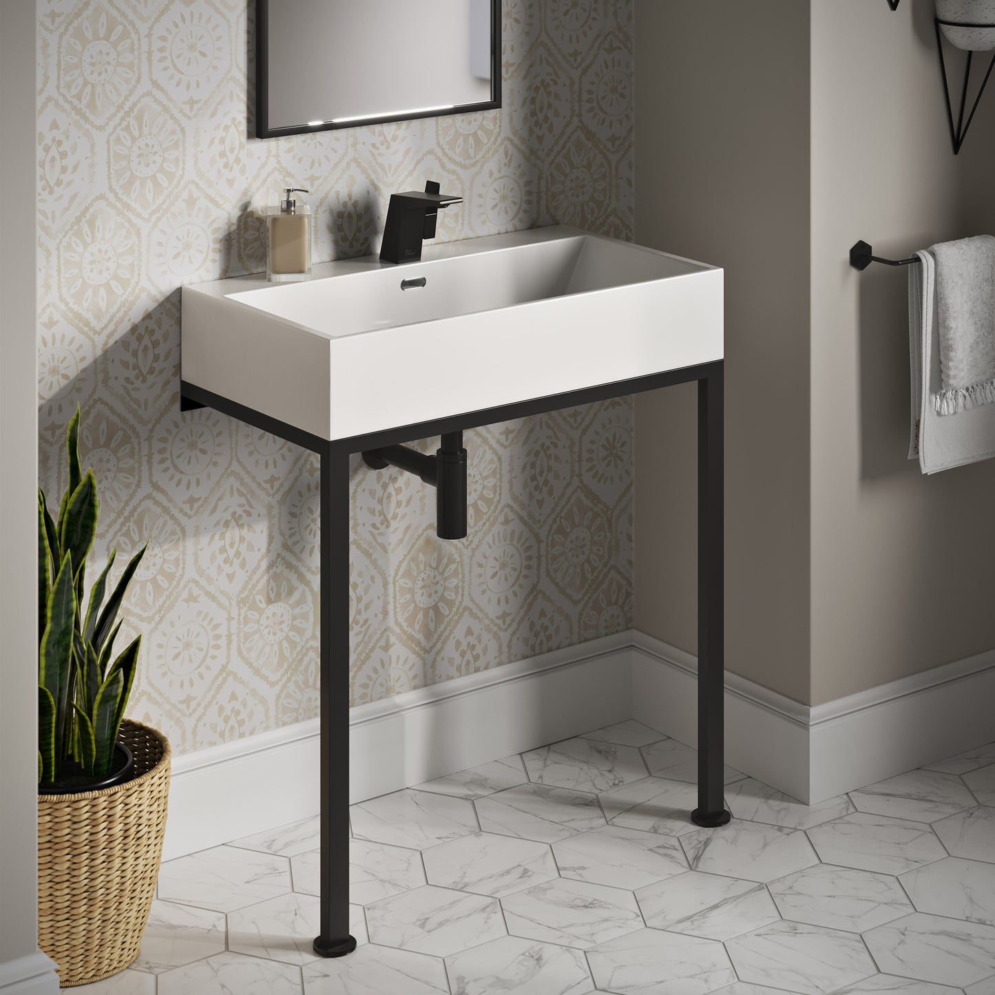 Swiss Madison, Concorde 30" Rectangle Console Sink with Matte Black Legs