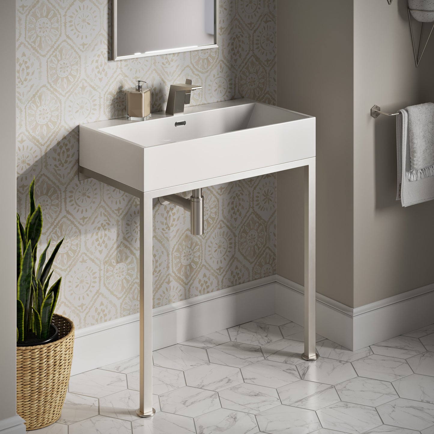 Swiss Madison, Concorde 30" Rectangle Console Sink with Matte Silver Legs