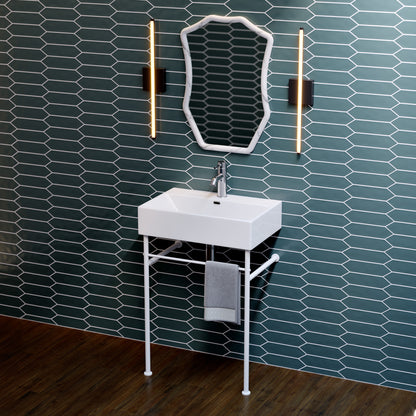 Swiss Madison, Claire 24 Ceramic Console Sink White Basin Matte White Legs