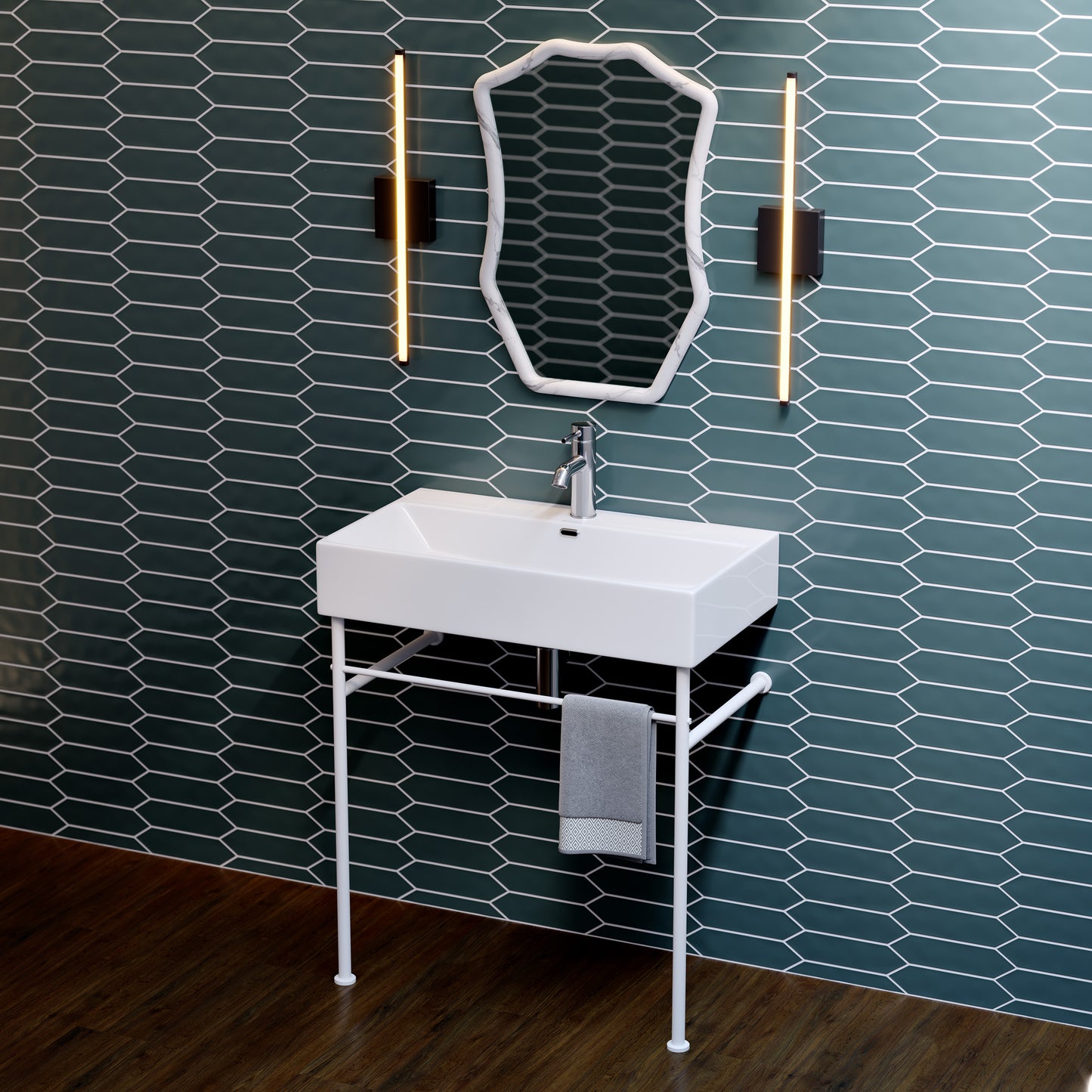 Swiss Madison, Claire 30" White Basin Matte White Legs