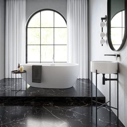 Swiss Madison, Monaco 16.5" Round Console Sink, White Basin Matte Black Legs