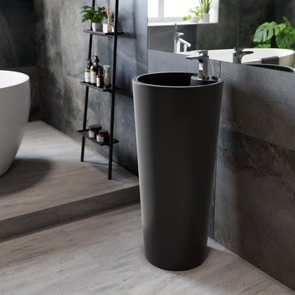 Swiss Madison Matte Black pedestal bathroom vanity — view 6