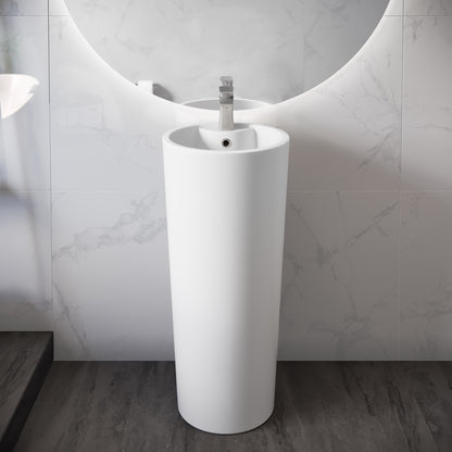 Swiss Madison, Monaco Circular Basin Pedestal Sink in Matte White