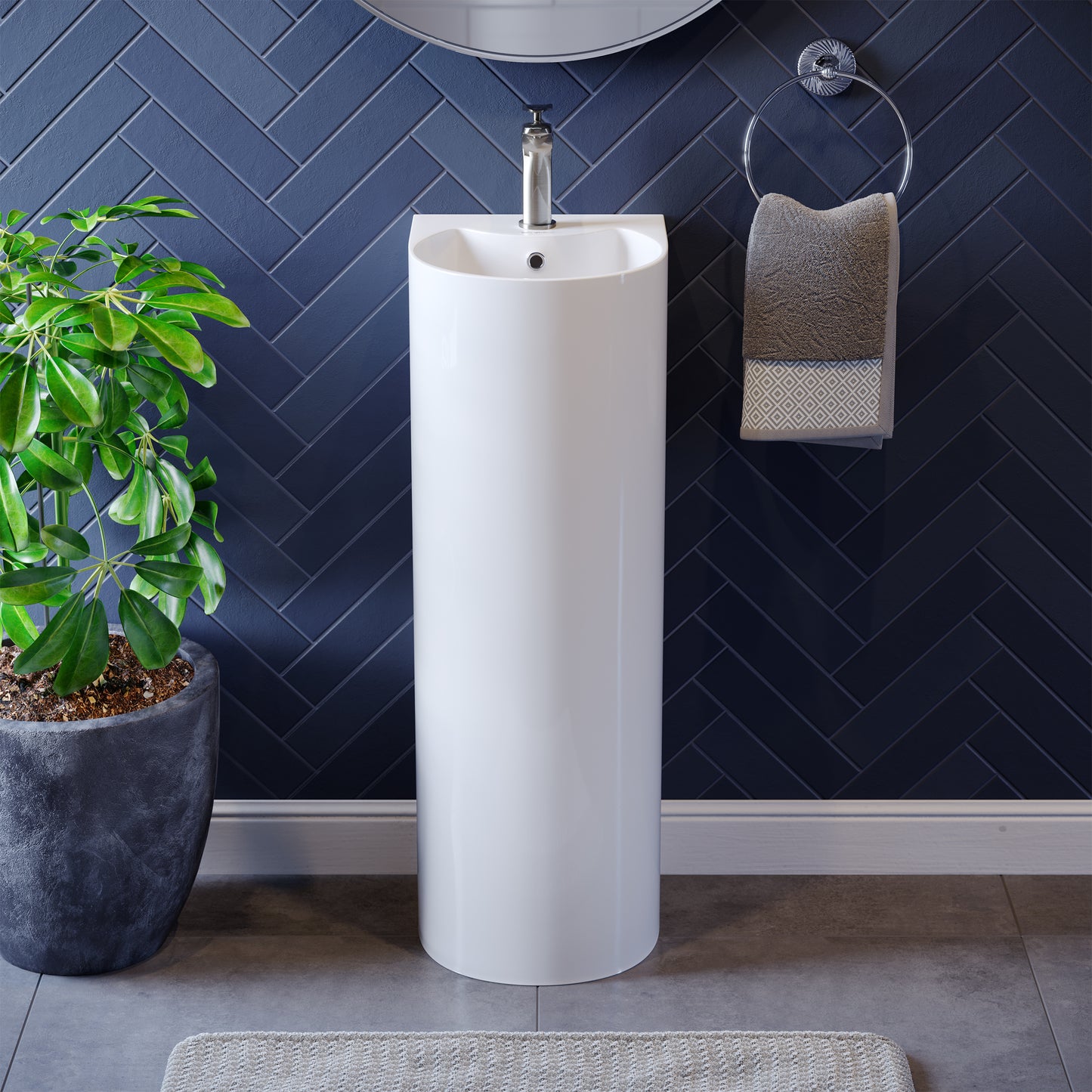 Swiss Madison, Sublime Rounded Basin Pedestal sink