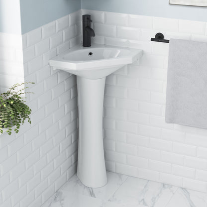 Swiss Madison, St.Tropez Corner Two-Piece Pedestal Sink