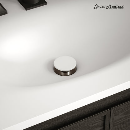 Swiss Madison, Lisse Concrete Bathroom Sink Non-Overflow Pop Up Drain in Matte White