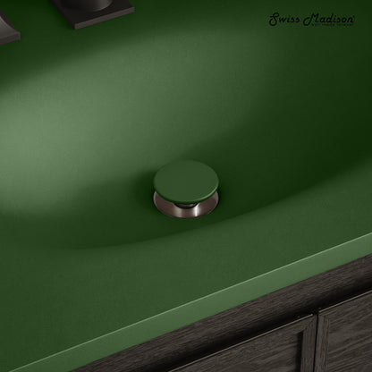 Swiss Madison, Lisse Concrete Bathroom Sink Non-Overflow Pop Up Drain in Matte Royal Green