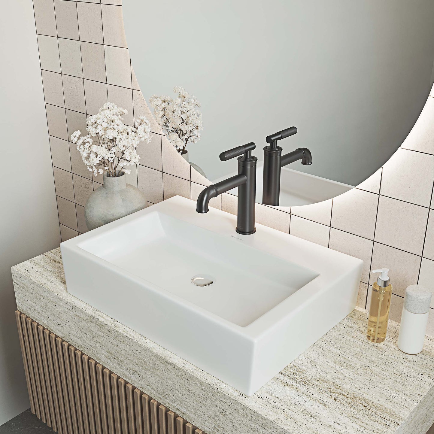 Swiss Madison, Claire 20 Rectangle Ceramic Vessel Sink, Matte White