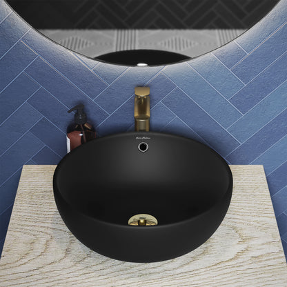 Swiss Madison, Sublime  Round Vessel Sink in Matte Black