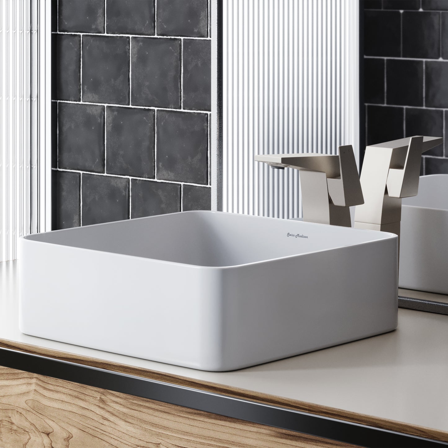 Swiss Madison, Concorde Ceramic Square Vessel Sink