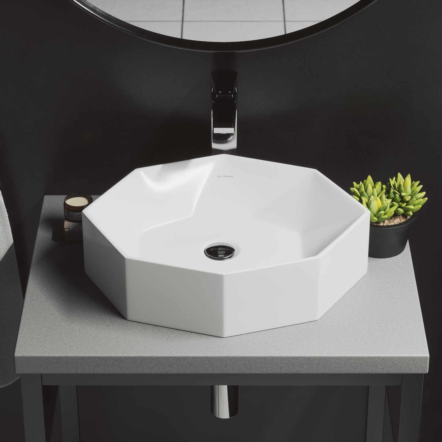 Swiss Madison Brusque Glossy White 19.25-inch vessel bathroom vanity — view 7