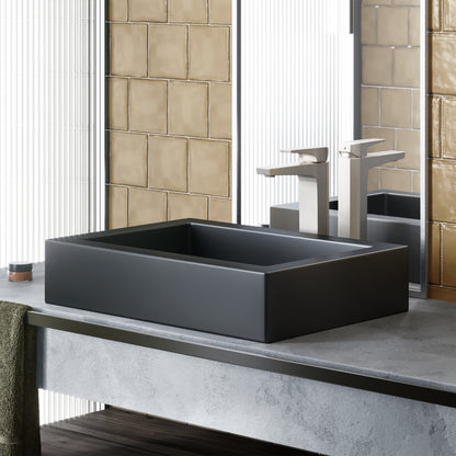 Swiss Madison, Voltaire Ceramic Rectangle Vessel Sink, Matte Black