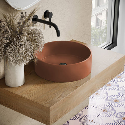 Swiss Madison, Lisse 14.5" Concrete Round Vessel Sink in Matte Terracotta