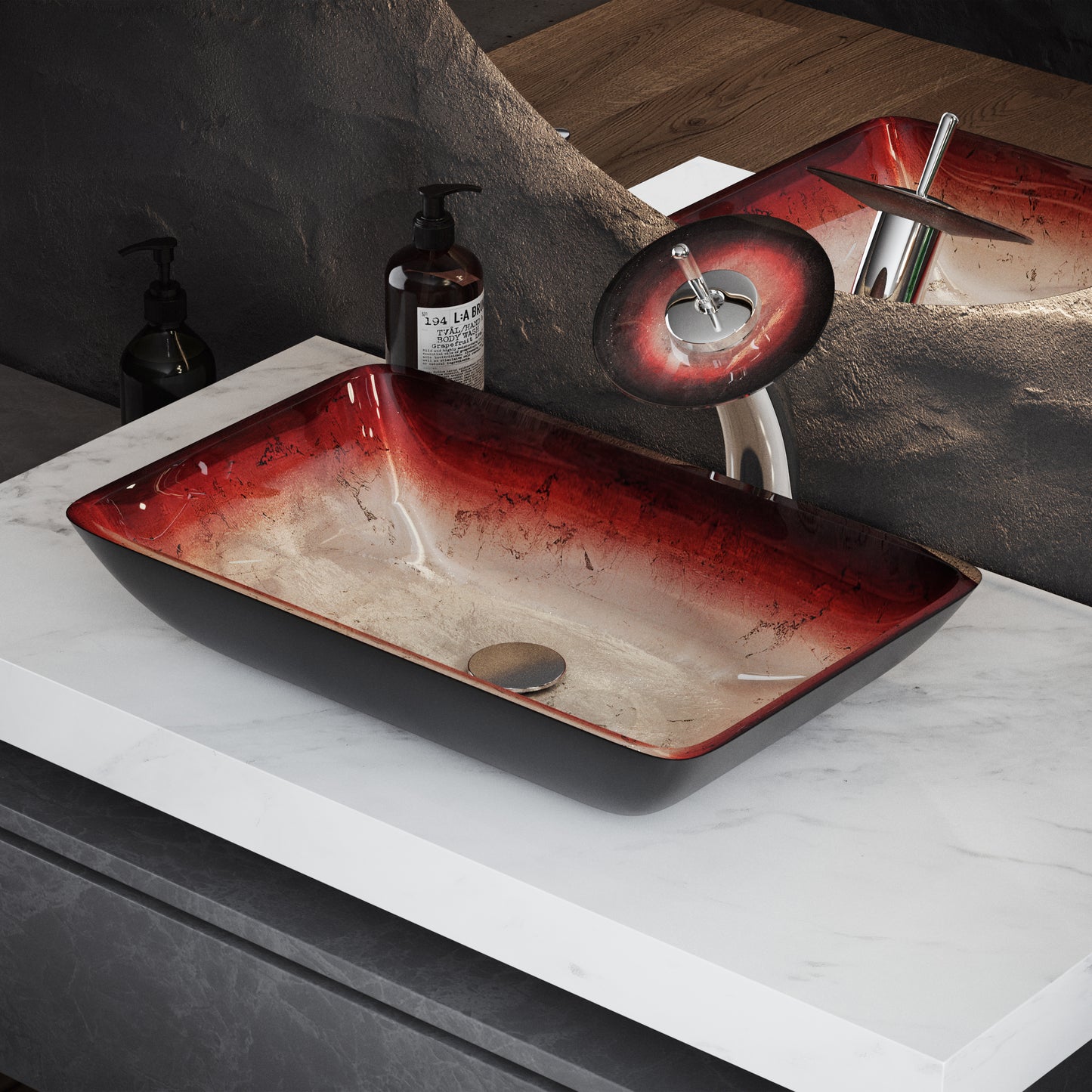 Swiss Madison Ember Red vessel bathroom vanity — view 7