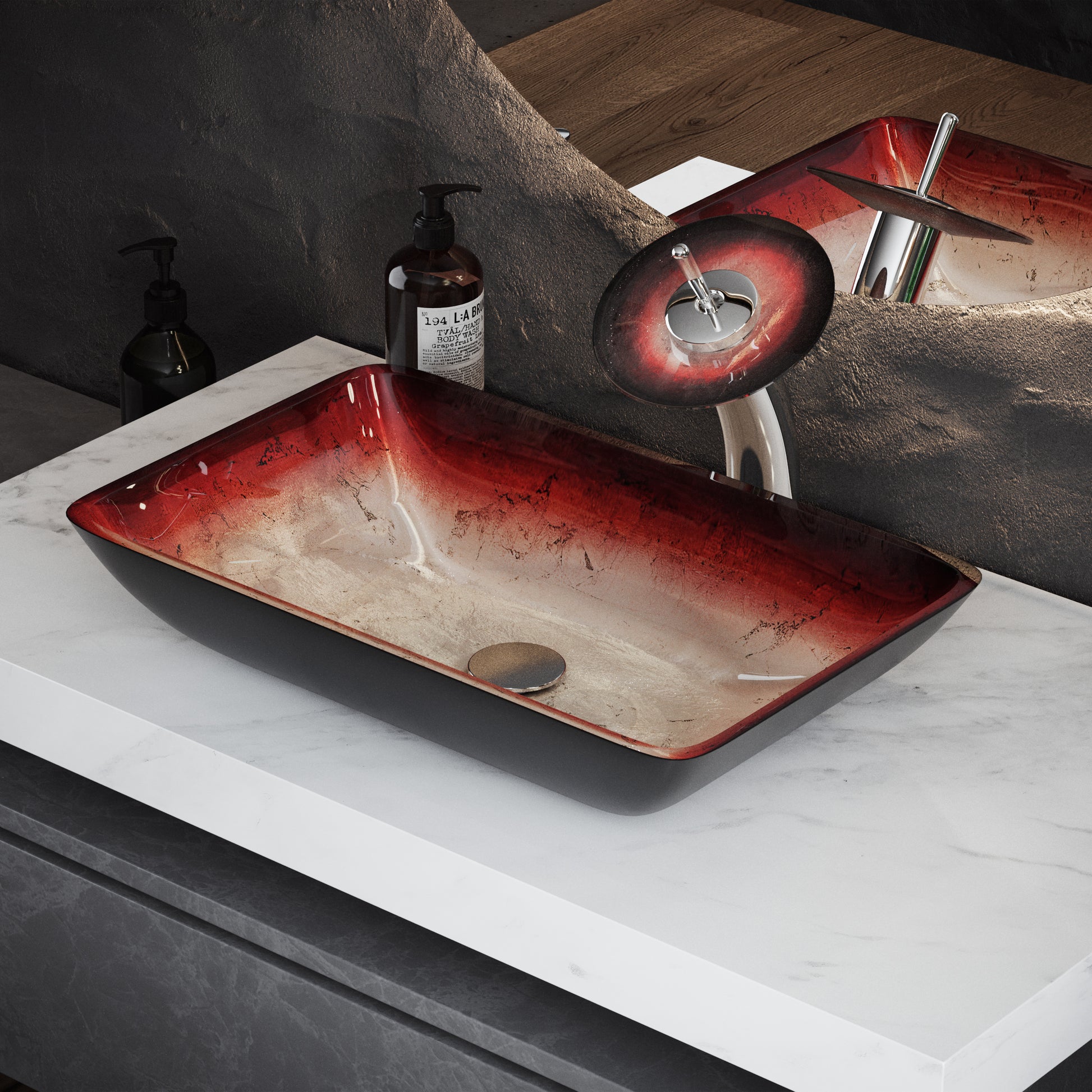 Swiss Madison Ember Red vessel bathroom vanity — view 7