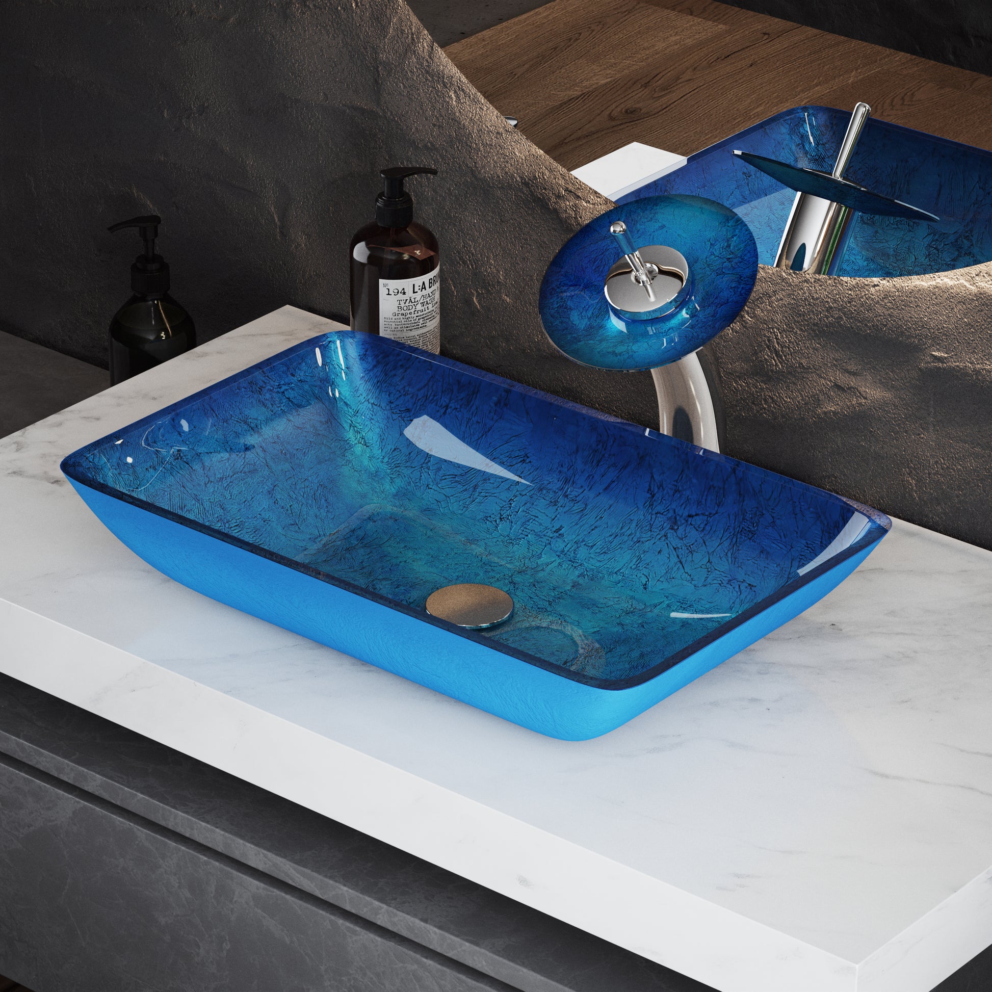 Swiss Madison Ocean Blue vessel bathroom vanity — view 7
