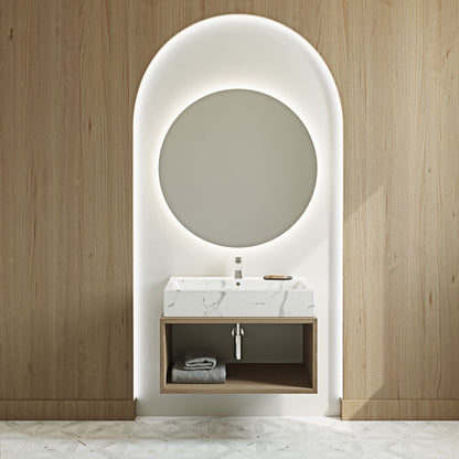 Swiss Madison, Voltaire Wide Rectangle Vessel Sink in White Marble