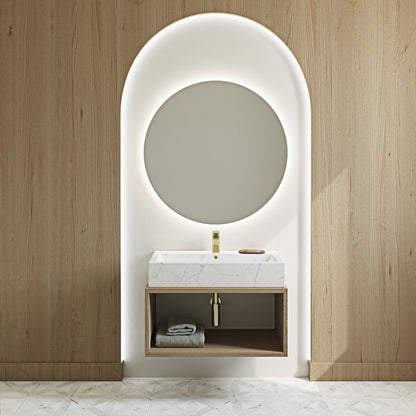 Swiss Madison, Voltaire Wide Rectangle Vessel Sink in Static Marble