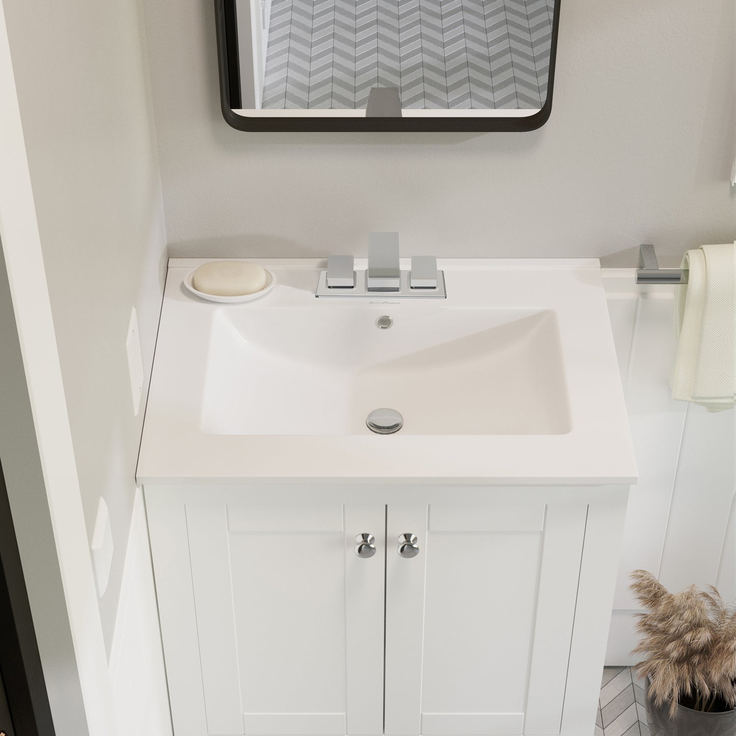 Swiss Madison, 24" 3-Hole Centerset Vanity Sink Top in Glossy White